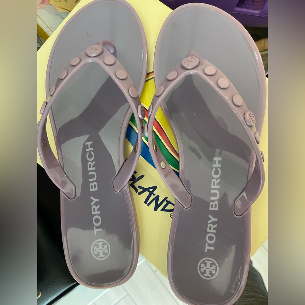 Troy Burch purple jelly thong sandals